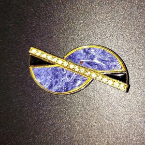 Vintage Rhinestone and Beautiful Blue color Enamel Brooch